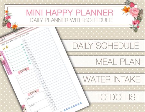 Daily Schedule Mini Happy Planner Hourly Insert Printable Etsy Italia