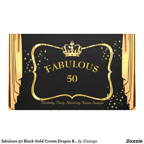 Fabulous 50 Black Gold Crown Drapes Birthday Party Banner Zazzle