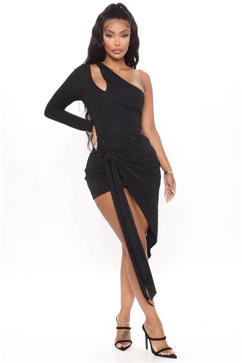 Lana Crystal Asymmetrical Dress Black Fashion Nova Luxe Fashion Nova