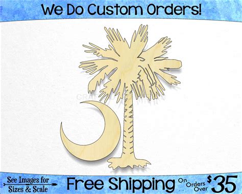 South Carolina Crescent Moon Palm Tree Cutout Large And Small Etsy