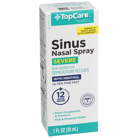 Topcare Sinus Severe With Menthol 12 Hour Relief Ultra Fine Mist Nasal Spray Hy Vee Aisles