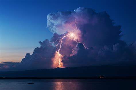 Isolated Cumulonimbus Cloud With Positive Lightning Clouds