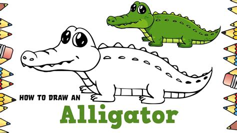 How To Draw A Cute Cartoon Alligator Easy And Step By Step Youtube