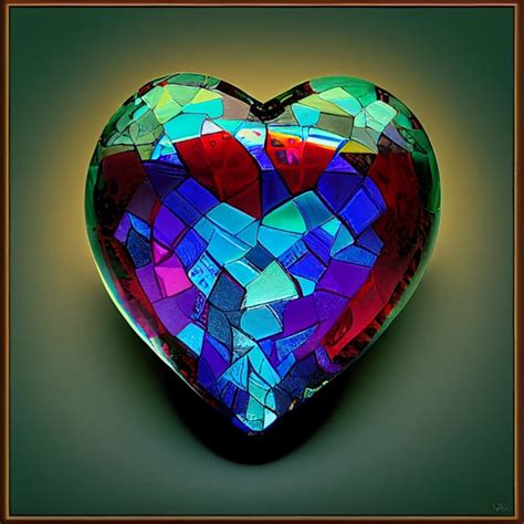 A Glass Heart Symmetrical Jewel Tone Midjourney