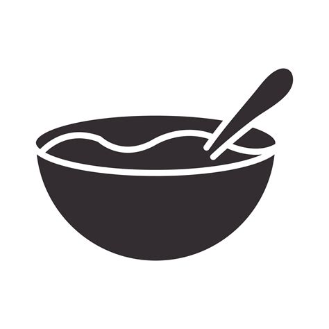 Chef Bowl With Spoon Kitchen Utensil Silhouette Style Icon Vector Art At Vecteezy