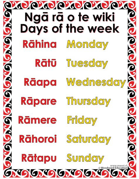 Magnetic Maori Days Of Week Te Reo Maori Learning Resources Images And Photos Finder