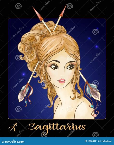 Sagittarius Zodiac Sign A Young Beautiful Girl In The Form Of One Of