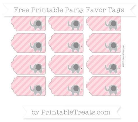 If you like the baby elephant. Pastel Pink Diagonal Striped Elephant Party Favor Tags ...