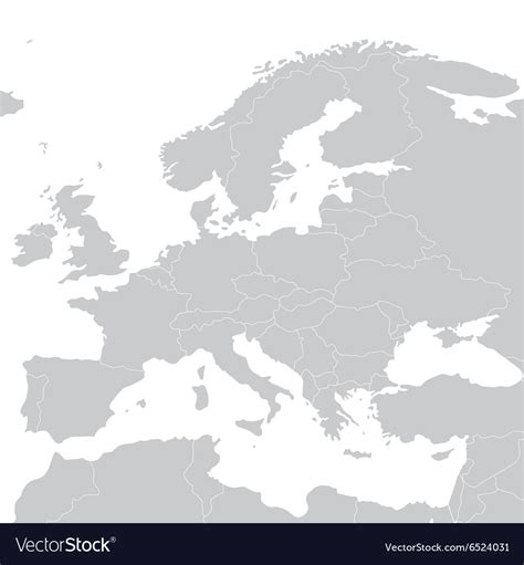 Grey Political Map Of Europe Royalty Free Vector Image