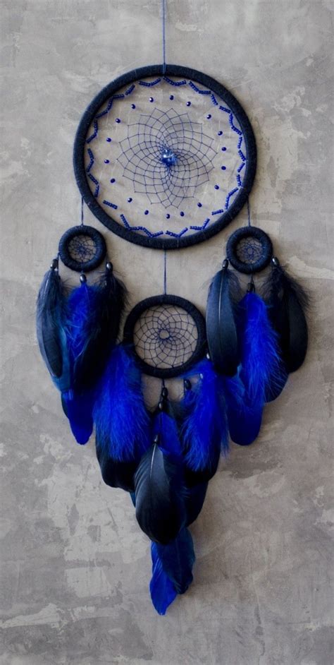 Navy Blue Dream Catcher Large Dreamcatcher Wall Hanging Etsy In 2021
