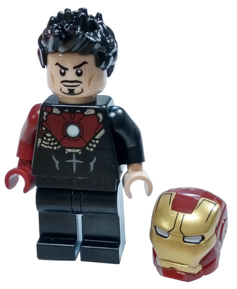 Lego Marvel Avengers Tony Stark Minifigure Black Iron Man Suit No