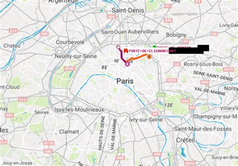 Métro Paris Itinéraire De Porte De Pantin à Porte De Clignancourt
