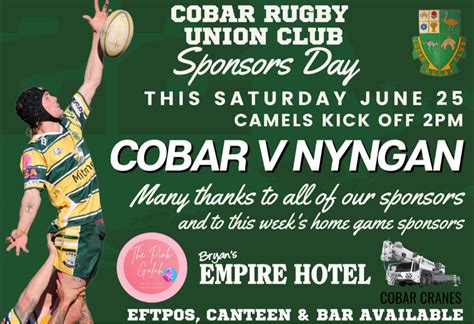 Cobar Rugby Union Home Game Sponsors Day Cobar V Nyngan Cobar Shire