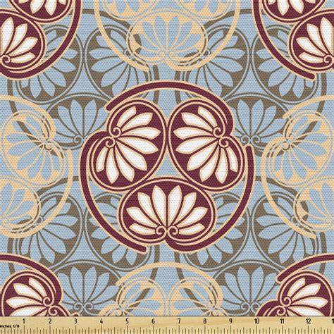 Japanese Fabric By The Yard Oriental Flower Pattern With Traditional