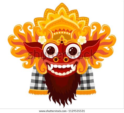 Barong Balinese God Vector Mask Cartoon Stock Vector Royalty Free