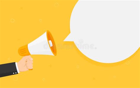 Hand Holding Megaphone With Bubble Speech Important Announcement