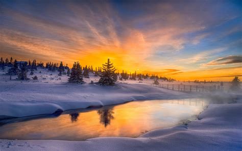 Nature Landscape Clouds Trees Norway Lighthouse Winter Snow Fence Rock