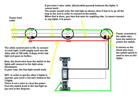 Wiring diagram 3 switches 1 box. I am trying to wire three lights to one switch. I have the correct wiring for the first light ...