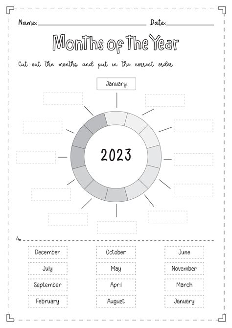 14 Months Of The Year Cut And Paste Worksheets Free Pdf At