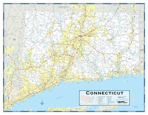 Connecticut Highway Wall Map