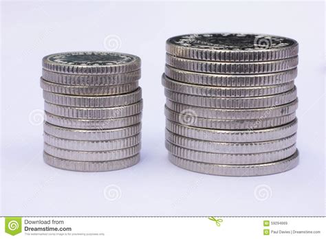 Two Stacks Of Silver Coins Stock Image Image Of Sterling 59294669