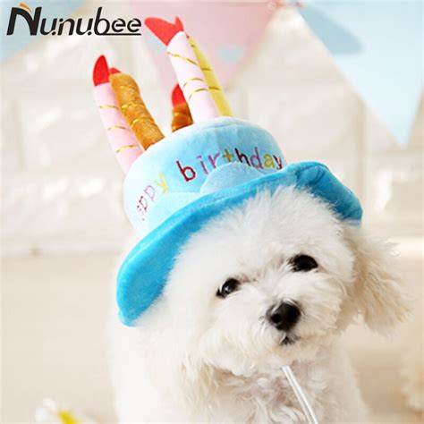 Nunubee Christmas Birthday Pet Cat Dog Hat Caps With Cake Candles