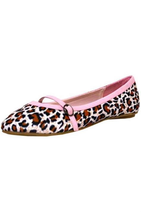 Pink Leopard Print Ballet Flat Shoes With Bow Leopard Print Ballet