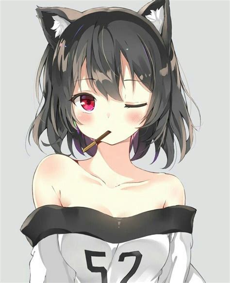 Cute Anime Neko Girls Black Hair Maxipx