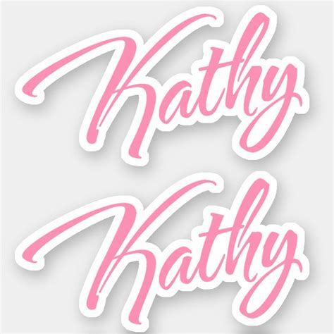 Kathy Name In Pink X2 Sticker Zazzle Name In Cursive Cursive