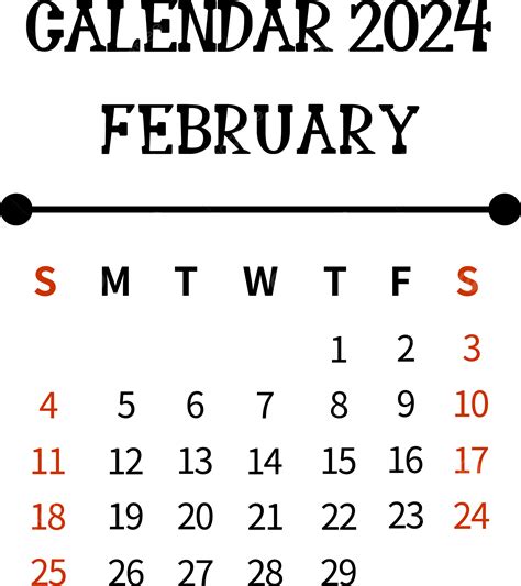 Febrero 2024 Calendario Simple Negro Png 2024 Febrero Plan Mensual