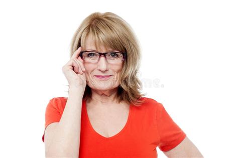 Beautiful Senior Woman Wearing Eyeglasses Stock Image Image Of