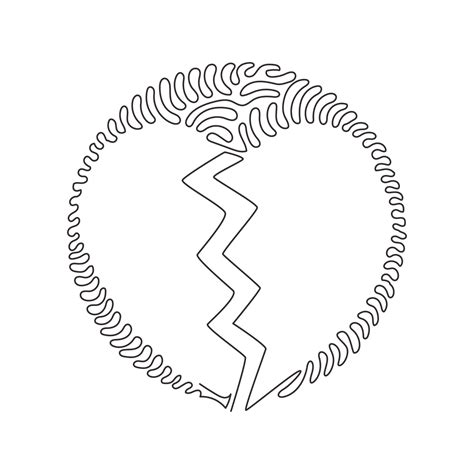 Single Continuous Line Drawing Love Shape Broken In Two Emoji Of