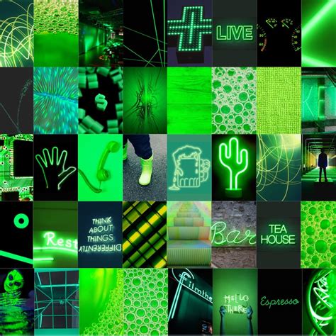 Neon Green Wall Collage 50 Photos Room Aesthetic Wall Etsy