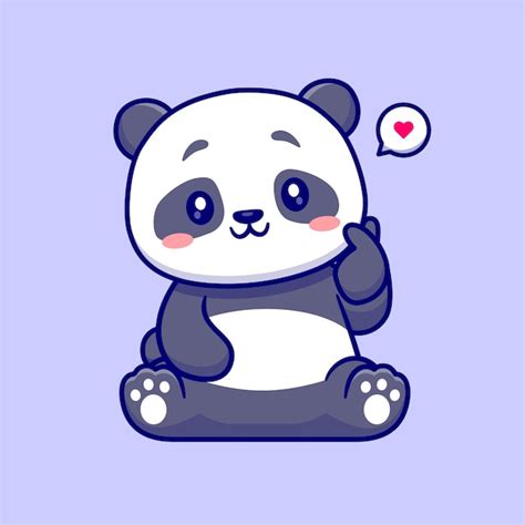 Schattige Panda Zittend Met Koreaanse Liefde Teken Hand Cartoon Vector