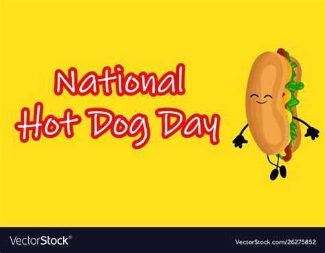 National Hot Dog Day Poster With Funny Cartoon Vector Image