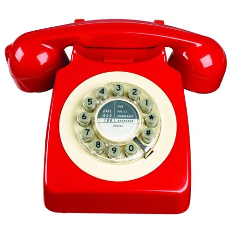 Retro Red Phone Vintage Push Button Telephone Rotary Landline Old