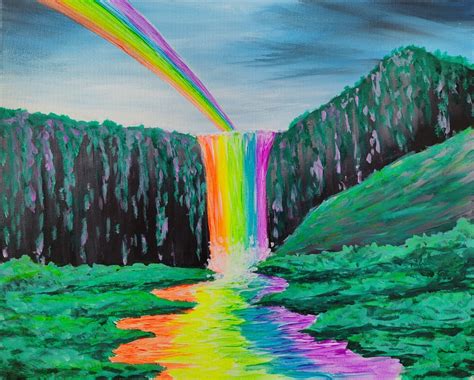 Rainbow Waterfall Pinots Palette Painting
