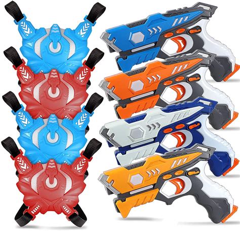 Decorx 4 Sets Infrared Laser Tag Guns With 4 Guns And 4 Vests For Kids