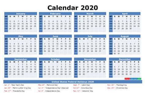 Portrait) on one page in easy to print pdf format. Free Printable 2020 Monthly Calendar with Holidays | by ...