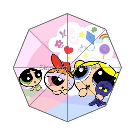 Cute The Powerpuff Girls Background Triple Folding Umbrellafree