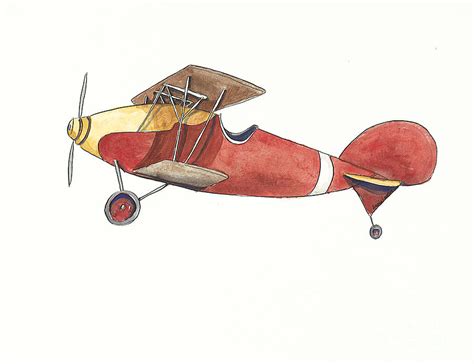 Vintage Red And Yellow Airplane Painting By Annie Laurie Fine Art America