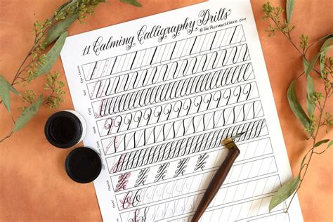 11 Calming Calligraphy Drills Printable Free Download The Postmans