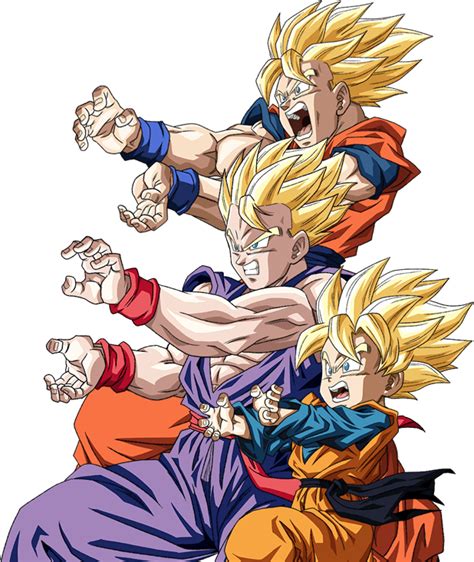 Goku Gohan Goten Render [dokkan Battle] By Maxiuchiha22 Tatuagens De Anime Dragon Ball Gt