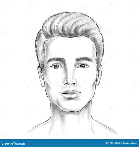 Man Face Sketch Artwork Digital Painting Look Likes Pencil Stock