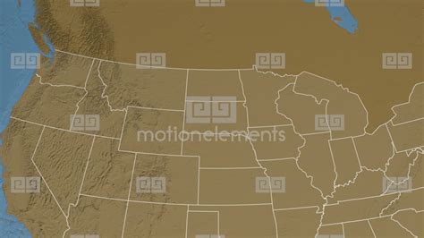 North Dakota State Usa Extruded Elevation Map Stock