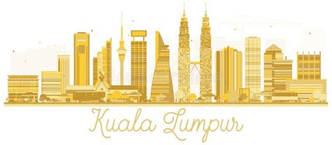Kuala Lumpur Malaysia City Skyline Golden Silhouette Stock Vector