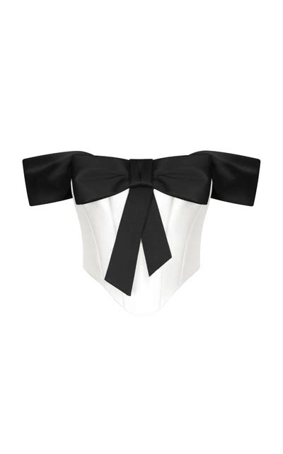 rozie corsets bow embellished satin corset top in black white modesens