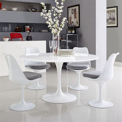 Lippa 54 Round Wood Top Dining Table White By Modway