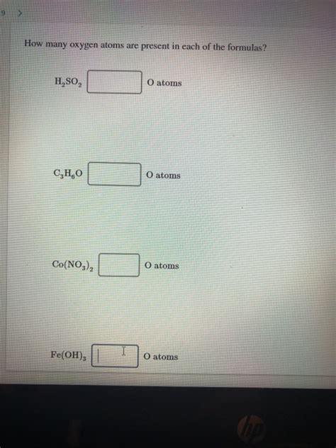 Solved How Many Oxygen Atoms Are Present In Each Of The Chegg