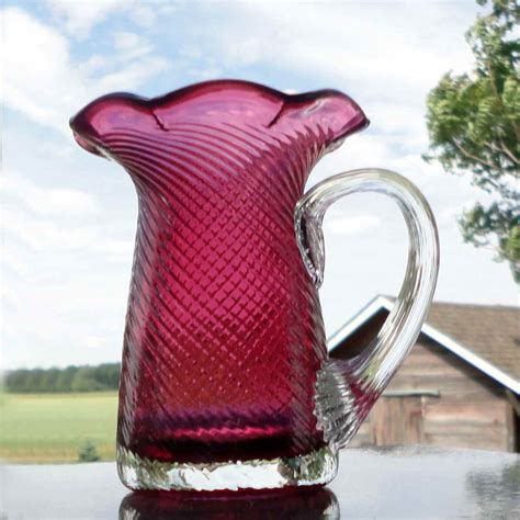 Collectible Pilgrim Cranberry Glass Pitcher By Paisleypurveyor 21 00 Cranberry Glass